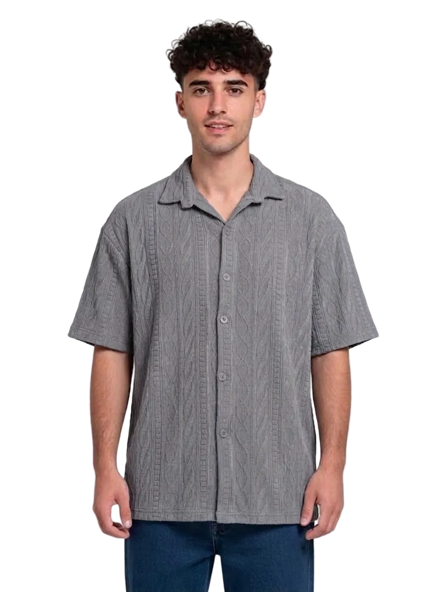 Diamond Textured Button-Down