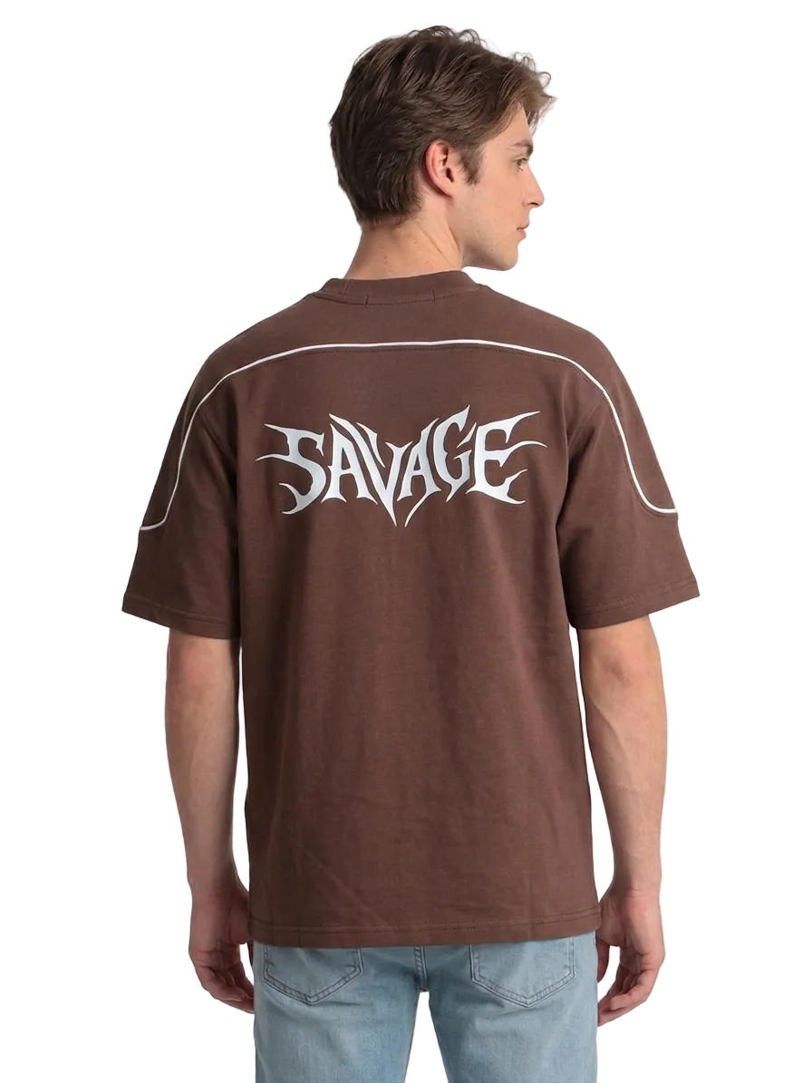 Men's Savage Graphic Oversized Paneled T-Shirt