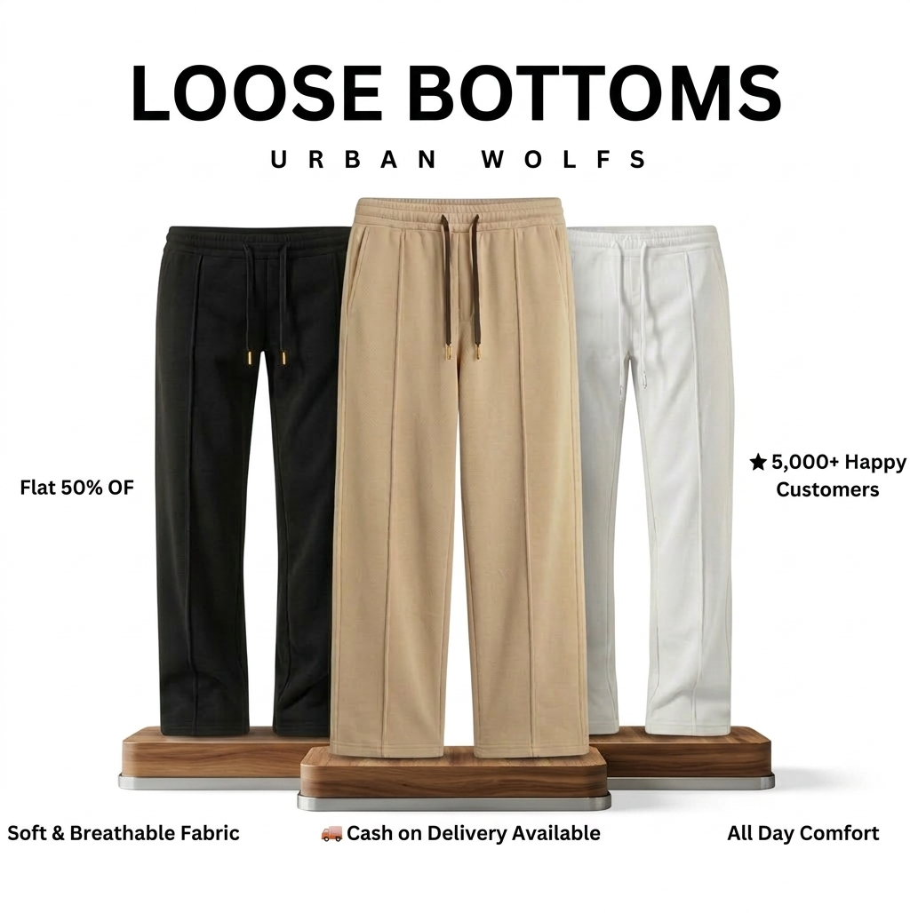 Loose Bottom Comfort Trousers – Soft & Breathable Casual Pants