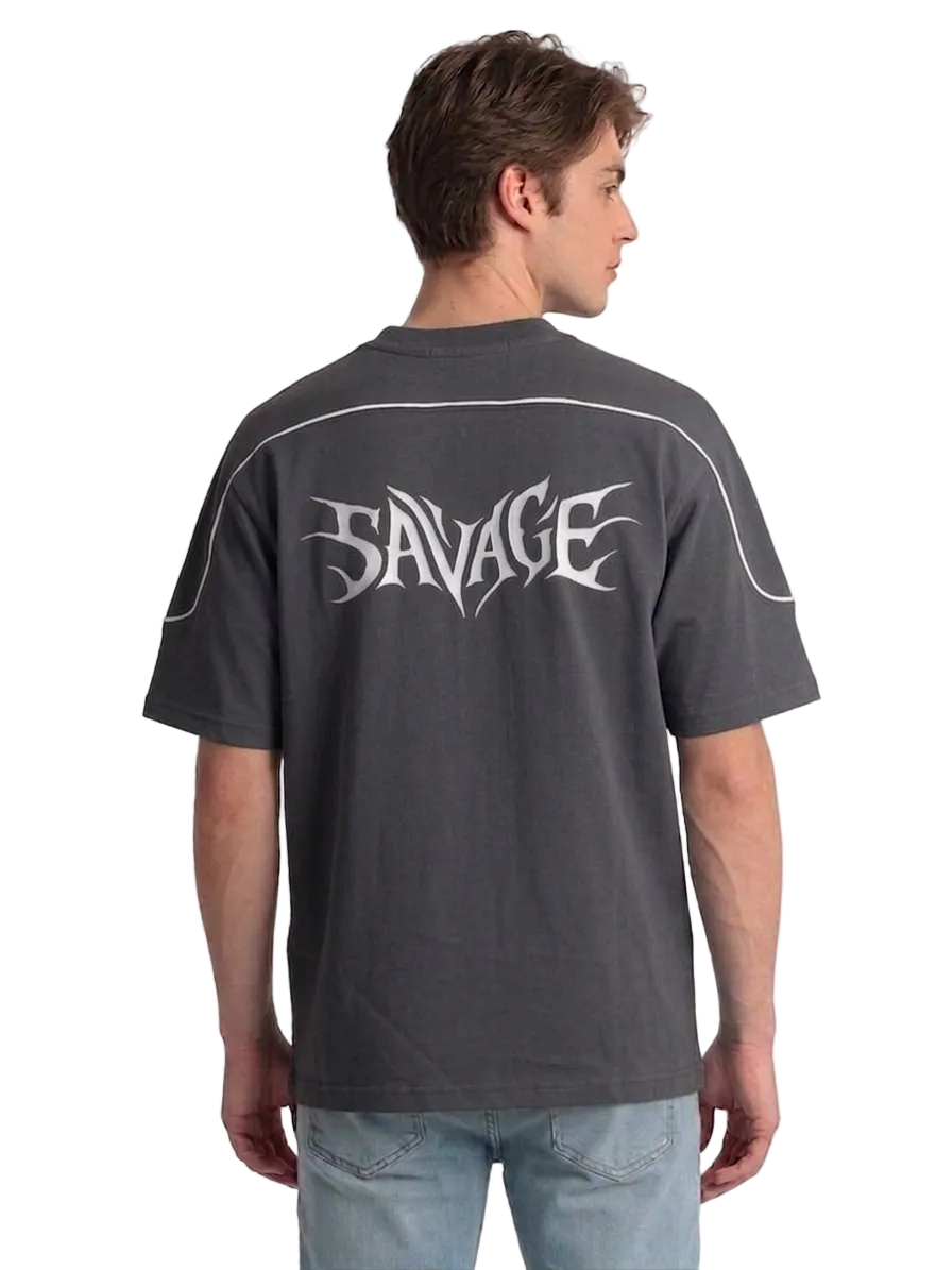Men's Savage Graphic Oversized Paneled T-Shirt