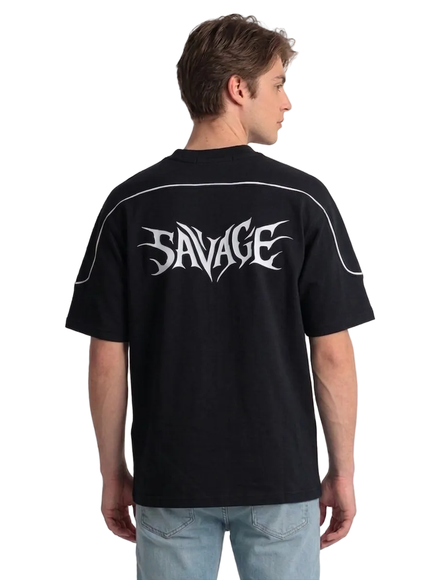 Men's Savage Graphic Oversized Paneled T-Shirt
