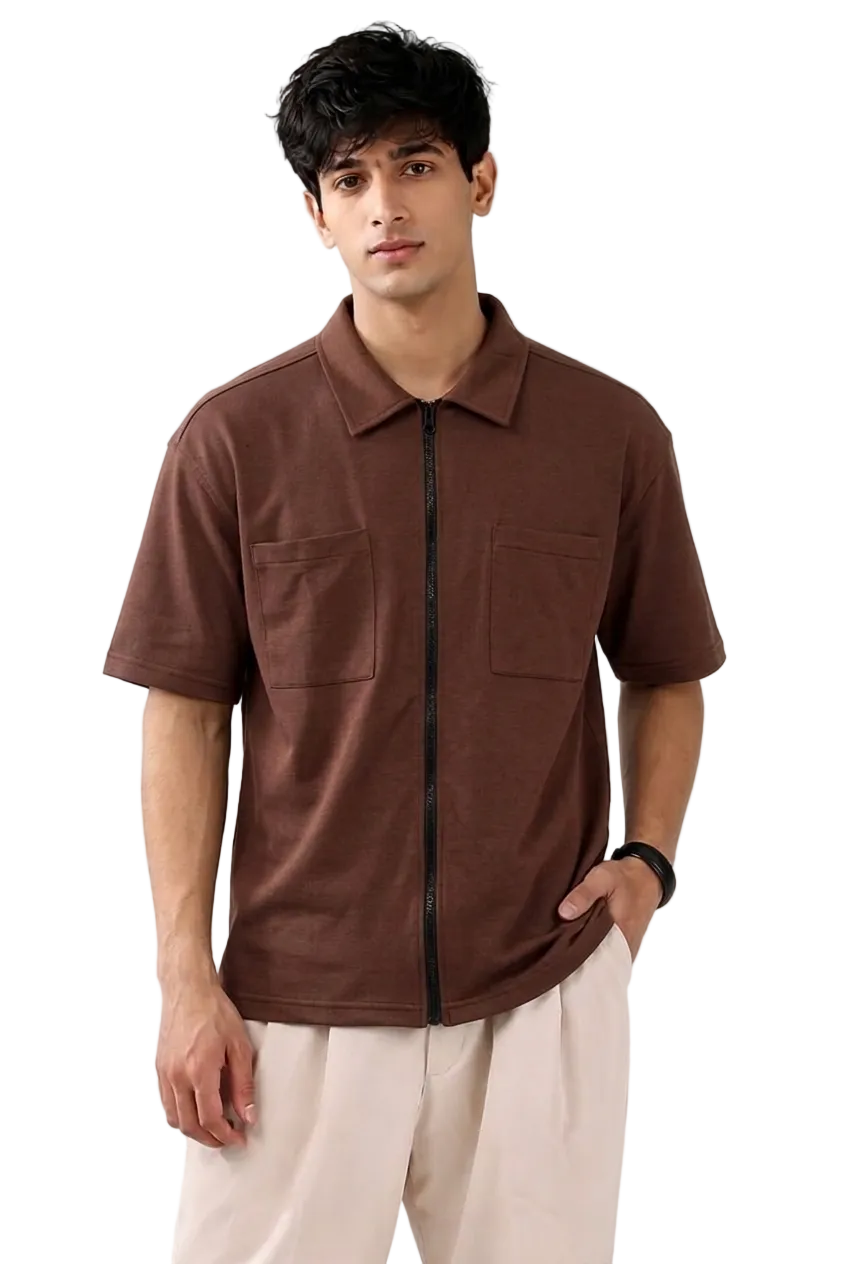 Men’s Textured Quarter-Zip Utility Shirt