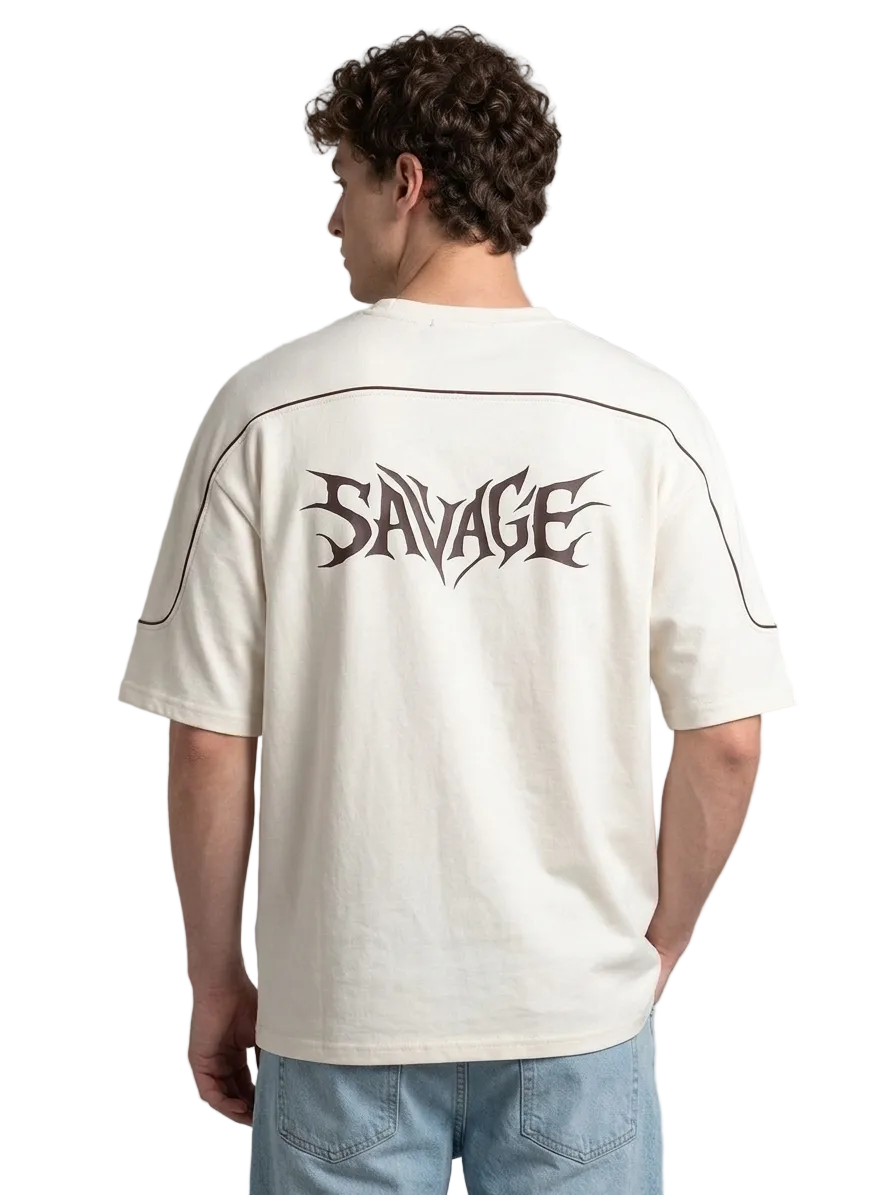Men's Savage Graphic Oversized Paneled T-Shirt