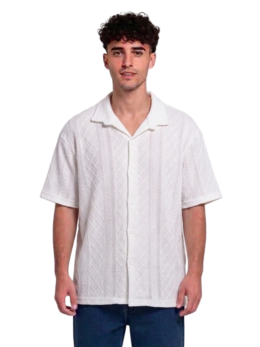 Diamond Textured Button-Down