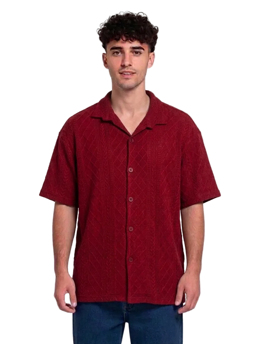 Diamond Textured Button-Down